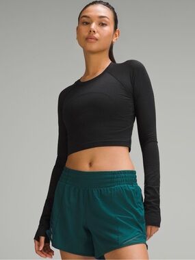 Lululemon swiftly tech cropped long sleeve shirt black